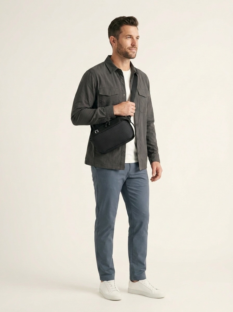 Modern Black Crossbody Sling Bag - Compact Chest Pack