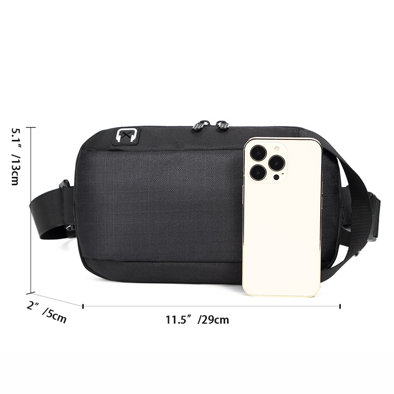 Modern Black Crossbody Sling Bag - Compact Chest Pack