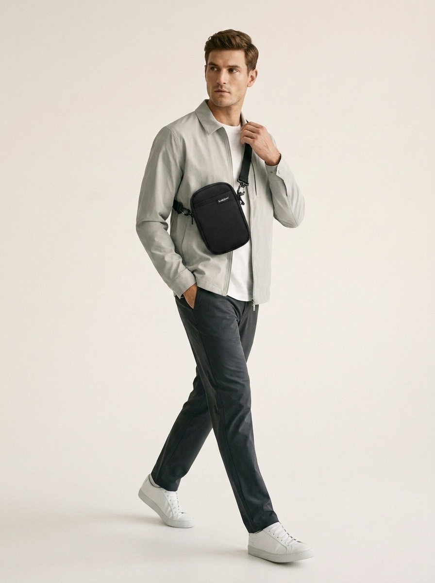 Compact Black Crossbody Bag - Everyday Utility Pouch