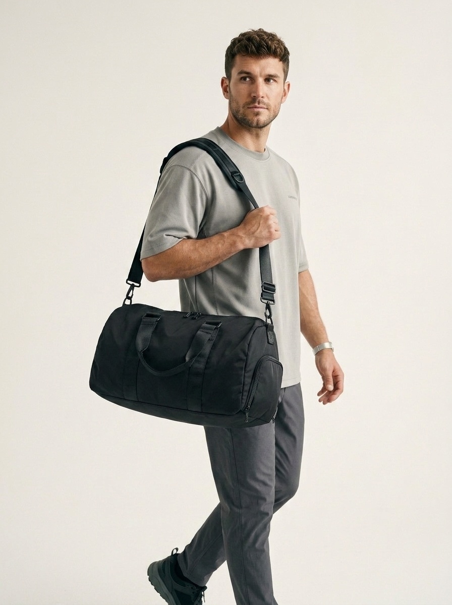 Versatile Black Gym Duffel Bag - Travel & Sports Carryall