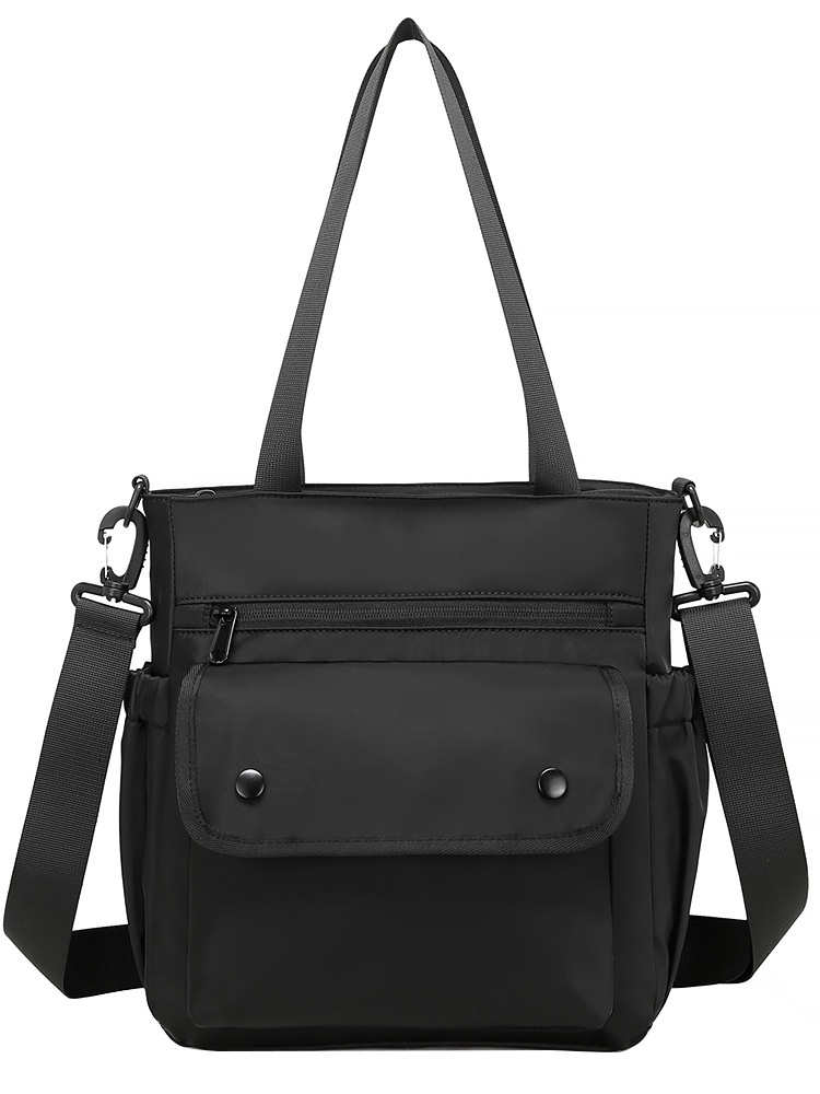 Men's Black Utility Messenger Bag with Pockets