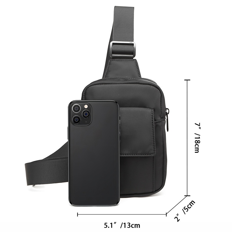 Compact Black Sling Bag - Chest Crossbody Pack for Men