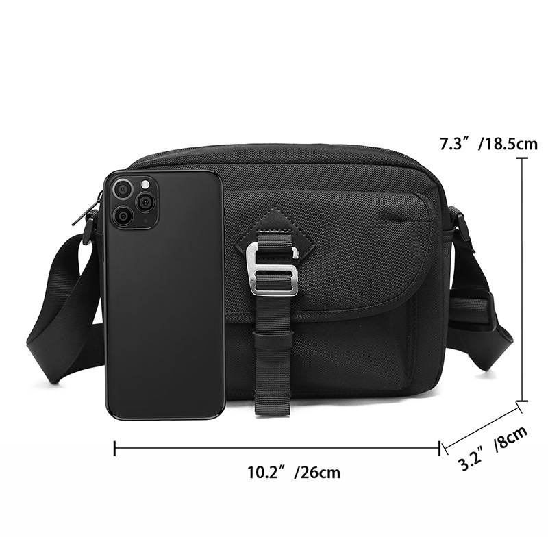 Men's Black Crossbody Messenger Bag - Durable & Stylish