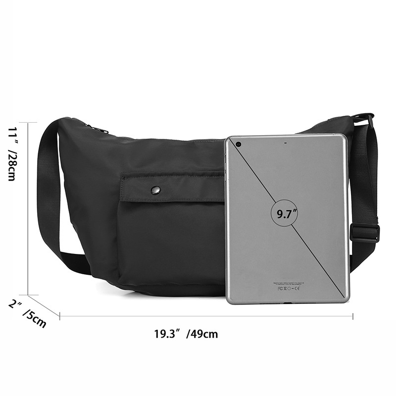 Sleek Black Nylon Crossbody Sling Bag