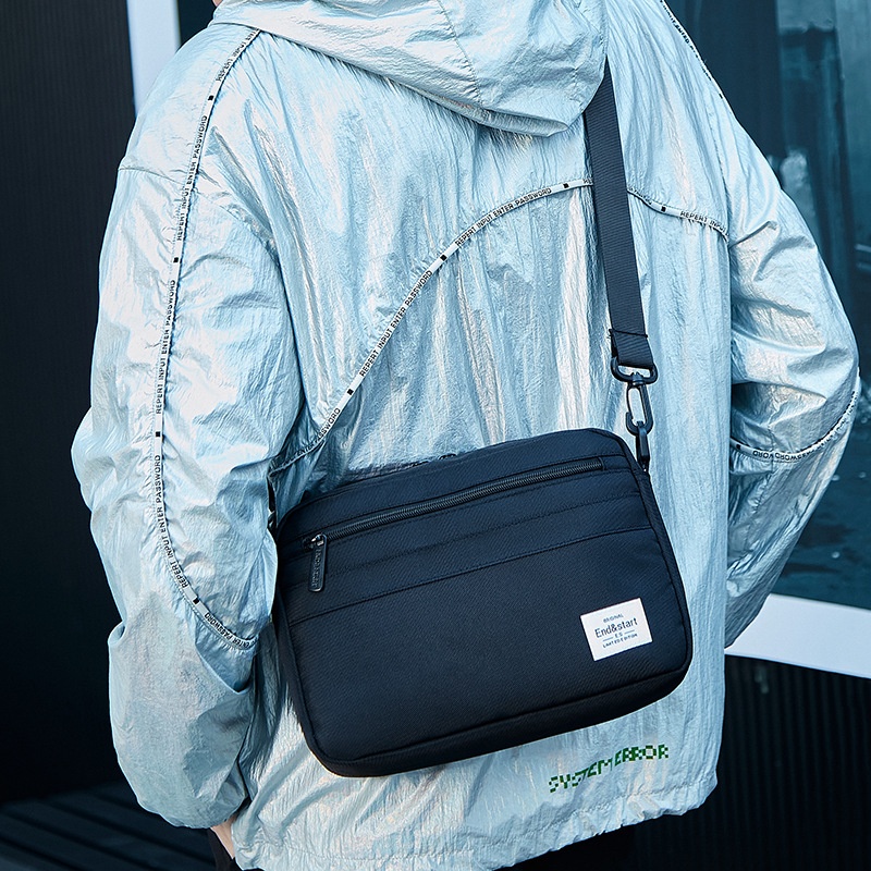 Men's Black Casual Crossbody Bag - Compact & Stylish