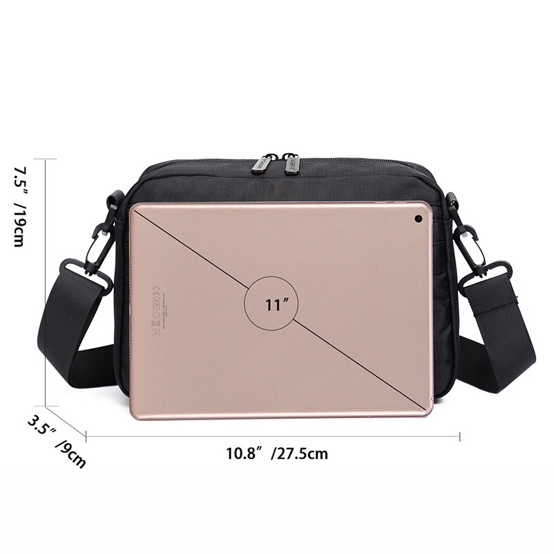 Men's Black Casual Crossbody Bag - Compact & Stylish
