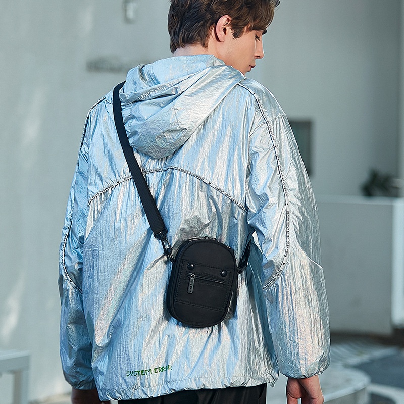 Compact Black Crossbody Bag with Detachable Pouch