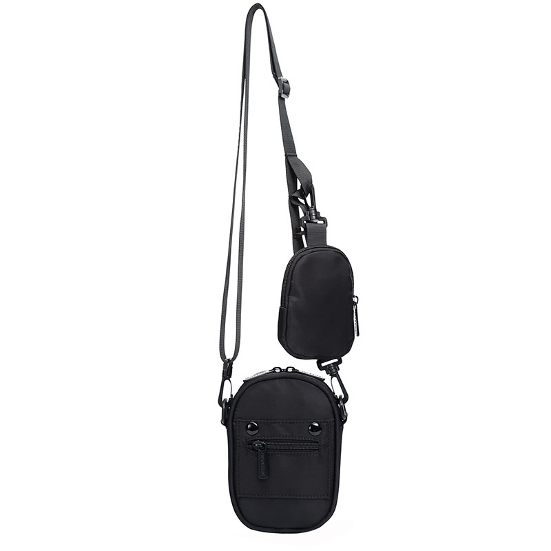 Compact Black Crossbody Bag with Detachable Pouch