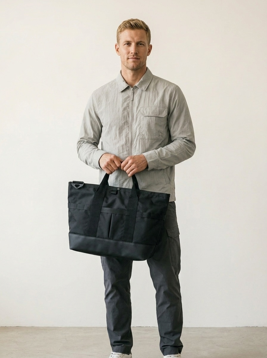 Durable Black Nylon Commuter Tote Bag - Everyday Carry