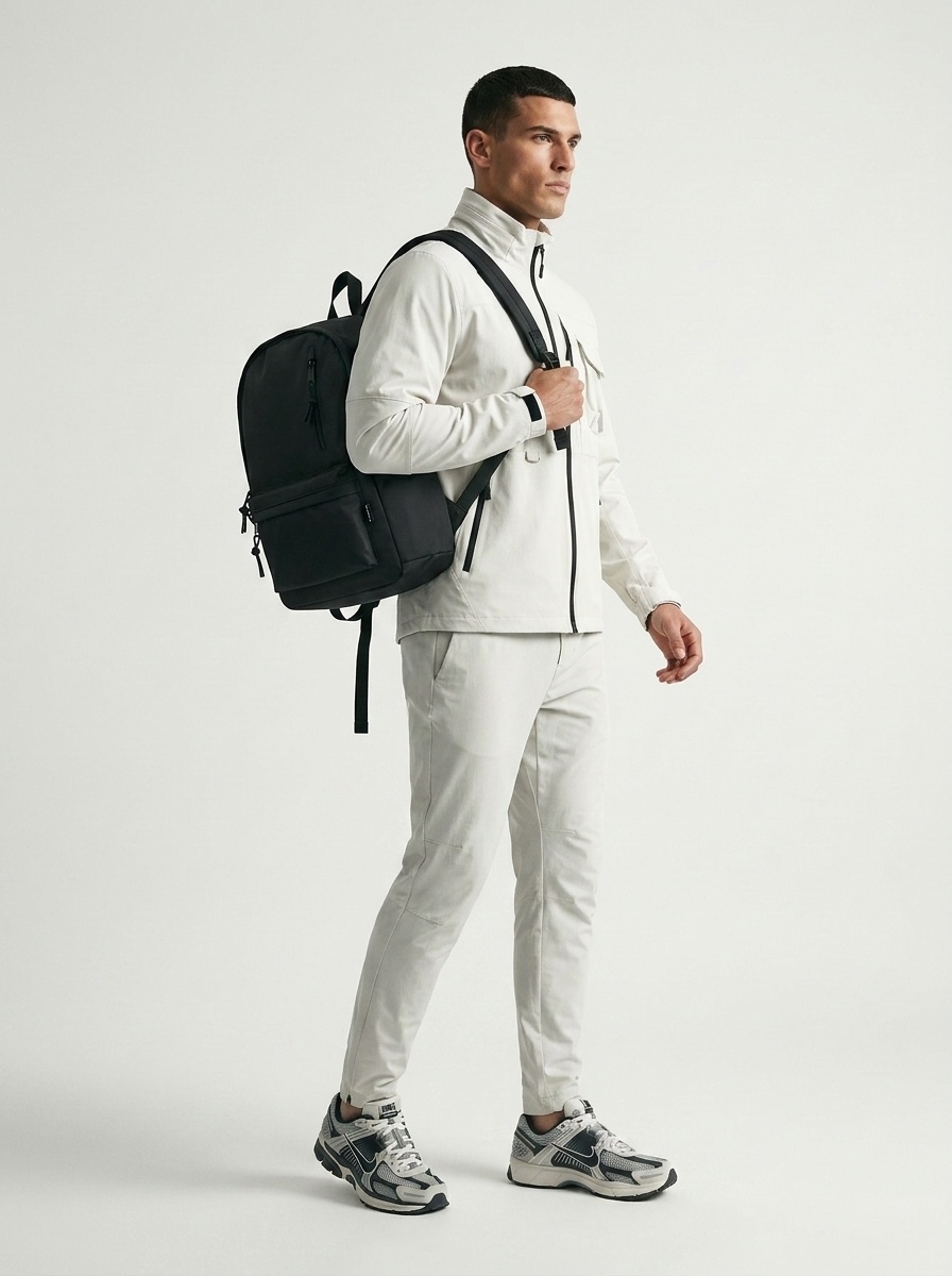 Minimalist Matte Black Laptop Backpack for Travel & School