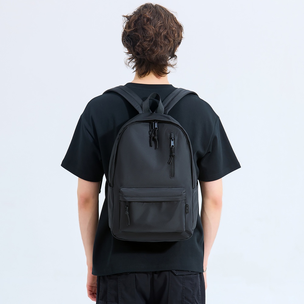 Minimalist Matte Black Laptop Backpack for Travel & School
