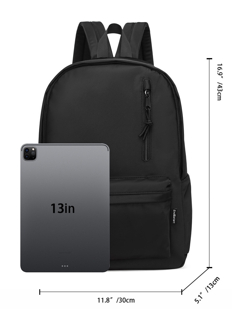 Minimalist Matte Black Laptop Backpack for Travel & School