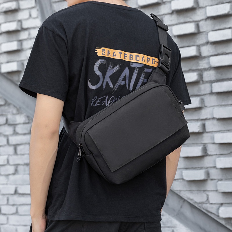 Sleek Matte Black Crossbody Sling Bag for Men