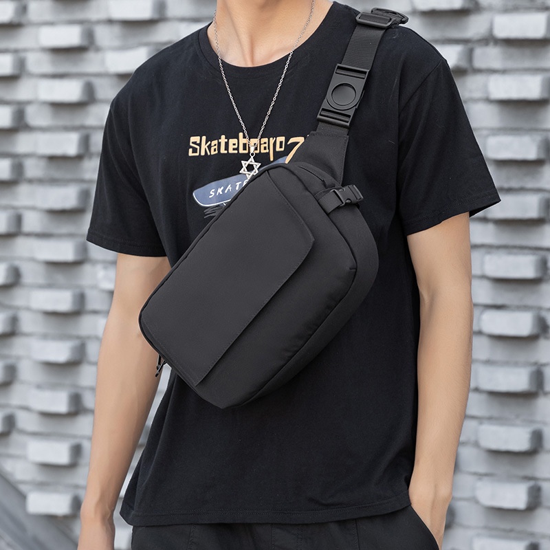 Sleek Matte Black Crossbody Sling Bag for Men