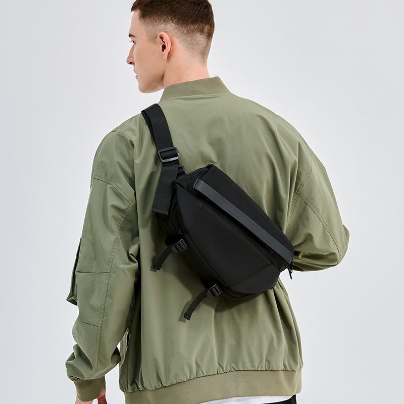 Modern Black Crossbody Sling Bag for Men - Tablet Ready