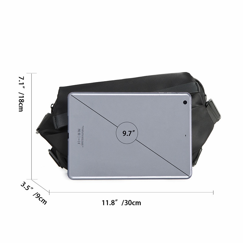Modern Black Crossbody Sling Bag for Men - Tablet Ready