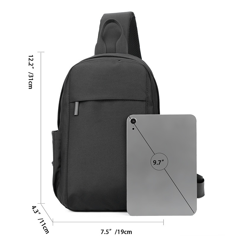 Men's Minimalist Black Chest Crossbody Pack