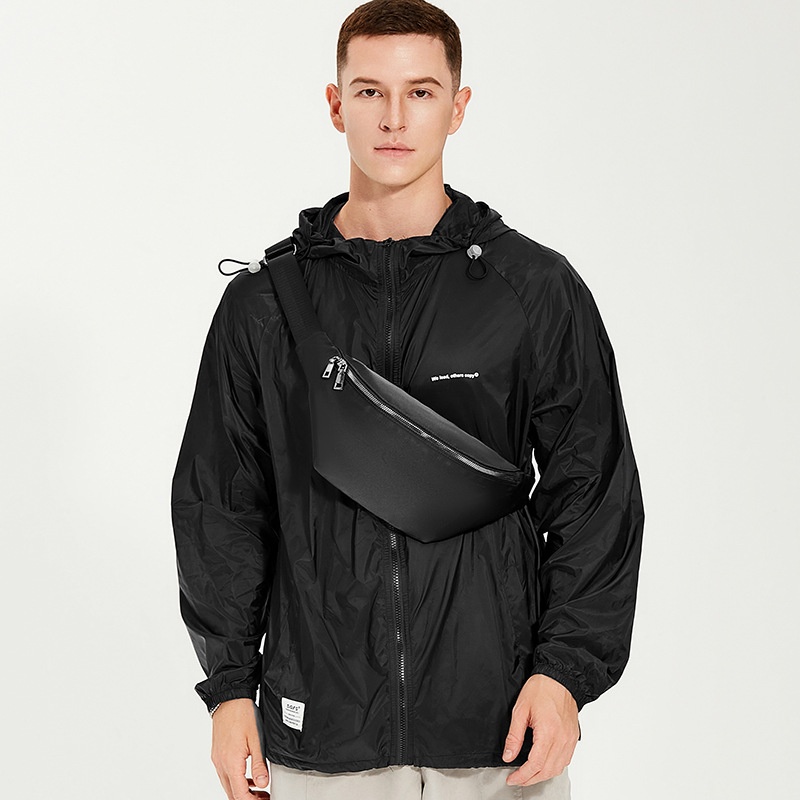 Sleek Black Nylon Fanny Pack - Adjustable Waist Bag