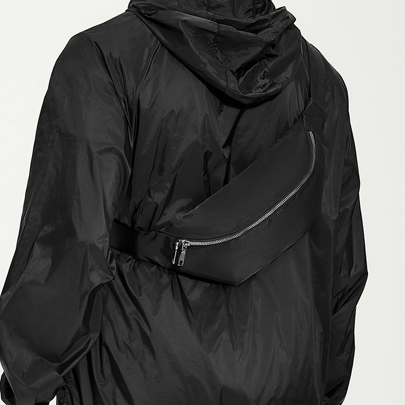 Sleek Black Nylon Fanny Pack - Adjustable Waist Bag