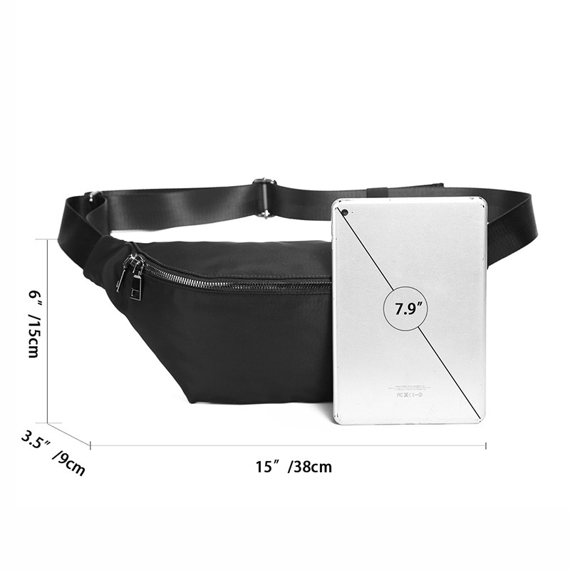 Sleek Black Nylon Fanny Pack - Adjustable Waist Bag