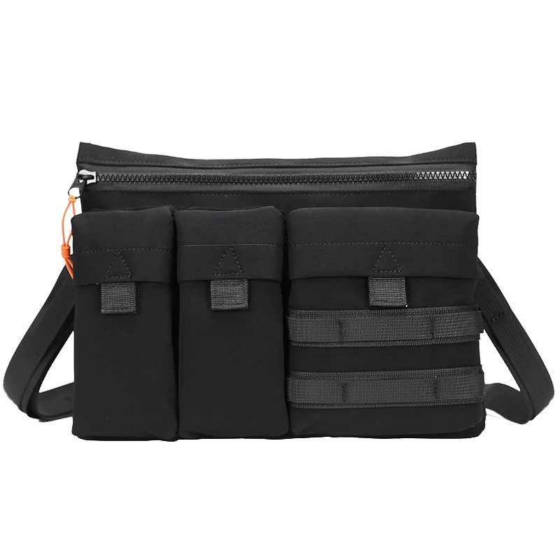 Men's Black Utility Crossbody Bag - Multi-Pocket Tech Pouch