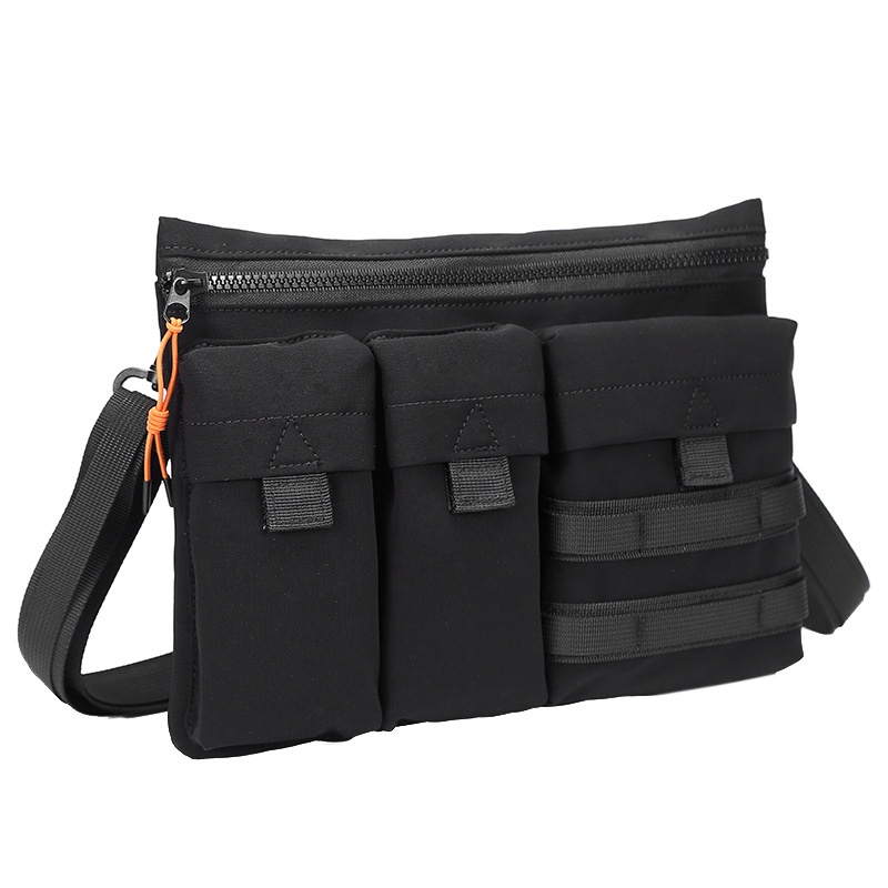 Men's Black Utility Crossbody Bag - Multi-Pocket Tech Pouch