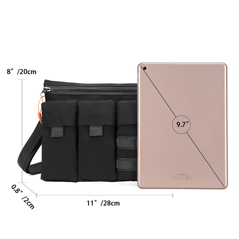 Men's Black Utility Crossbody Bag - Multi-Pocket Tech Pouch