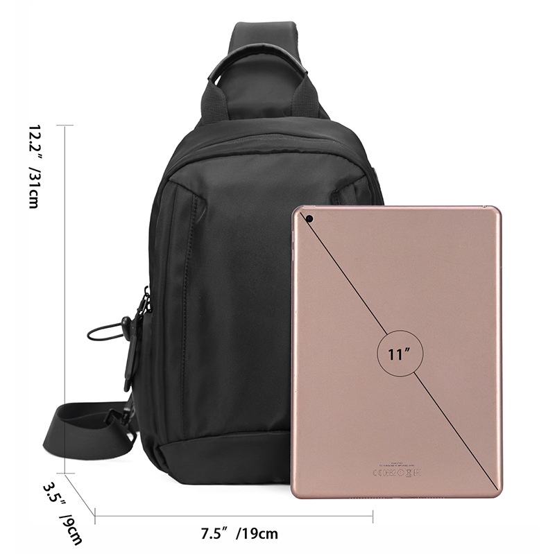 Sleek Black Sling Bag - Men's Crossbody Chest Pack