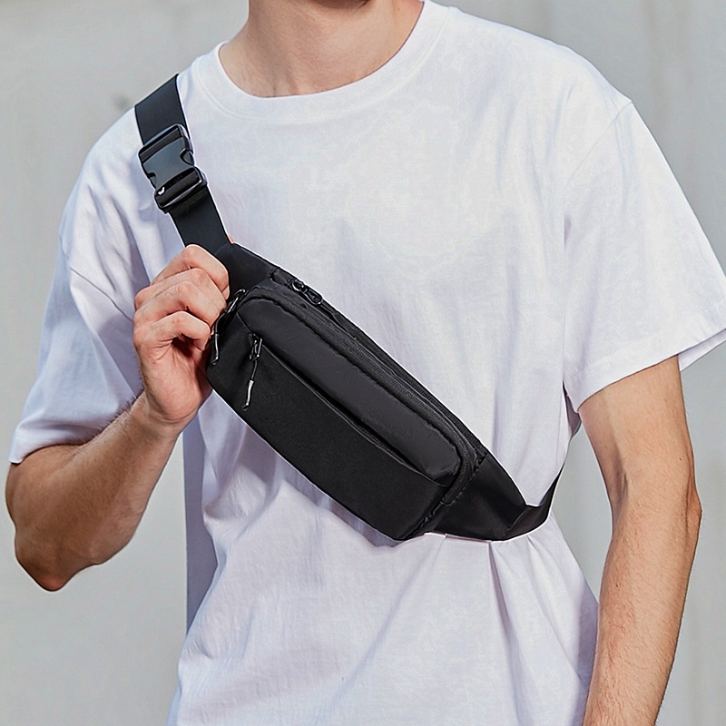 Sleek Black Fanny Pack - Adjustable Waist Bag