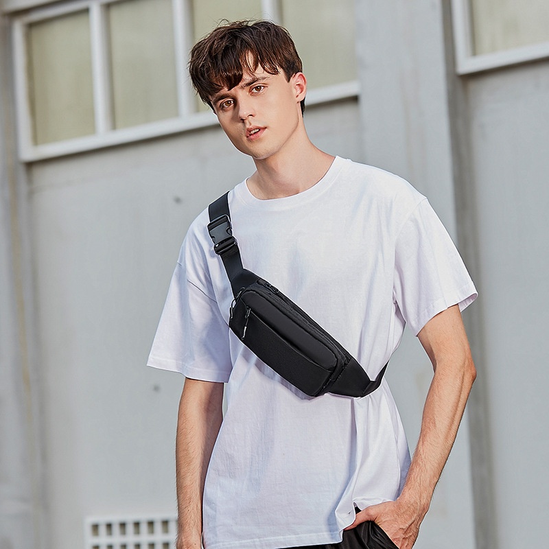 Sleek Black Fanny Pack - Adjustable Waist Bag