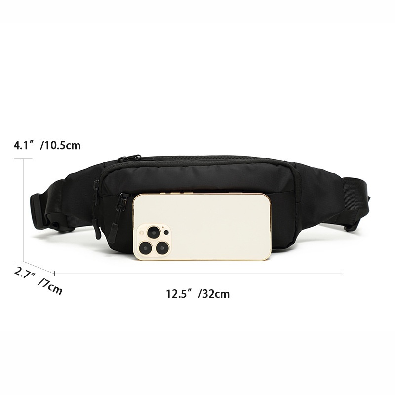 Sleek Black Fanny Pack - Adjustable Waist Bag