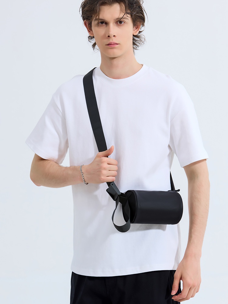Matte Black Mini Cylinder Crossbody Bag