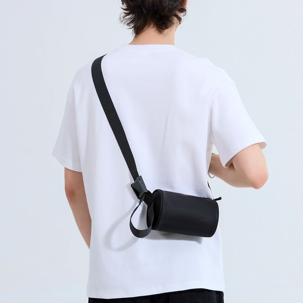 Matte Black Mini Cylinder Crossbody Bag