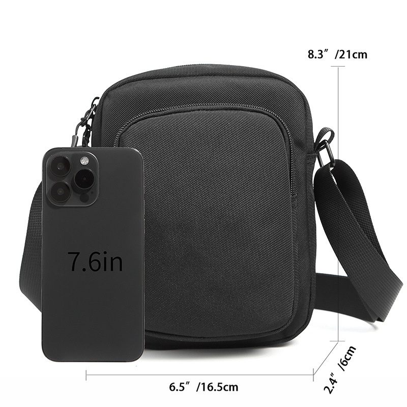 Men's Black Crossbody Bag - Compact Messenger Bag