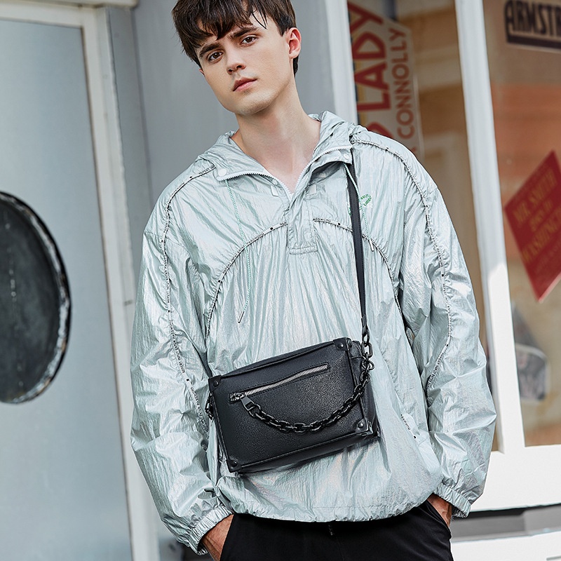 Urban Black Crossbody Bag with Chain Strap