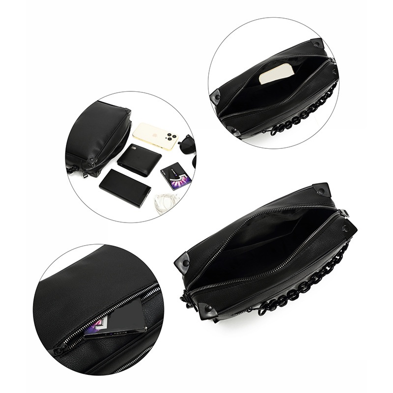 Urban Black Crossbody Bag with Chain Strap