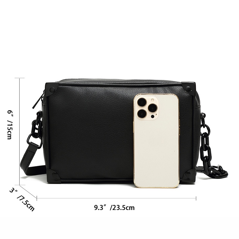 Urban Black Crossbody Bag with Chain Strap