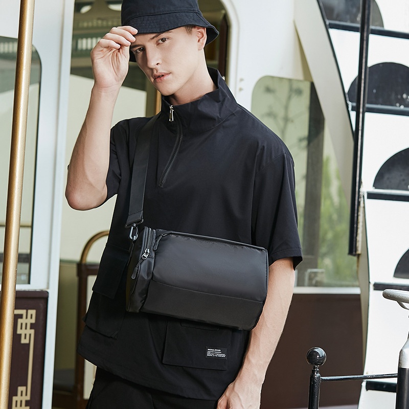 Men's Minimalist Black Crossbody Shoulder Bag
