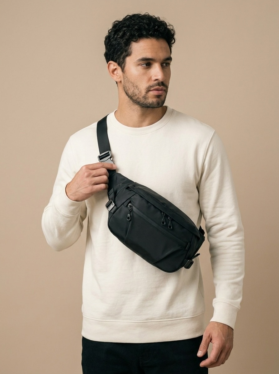Sleek Black Crossbody Sling Bag for Travel & Daily Use