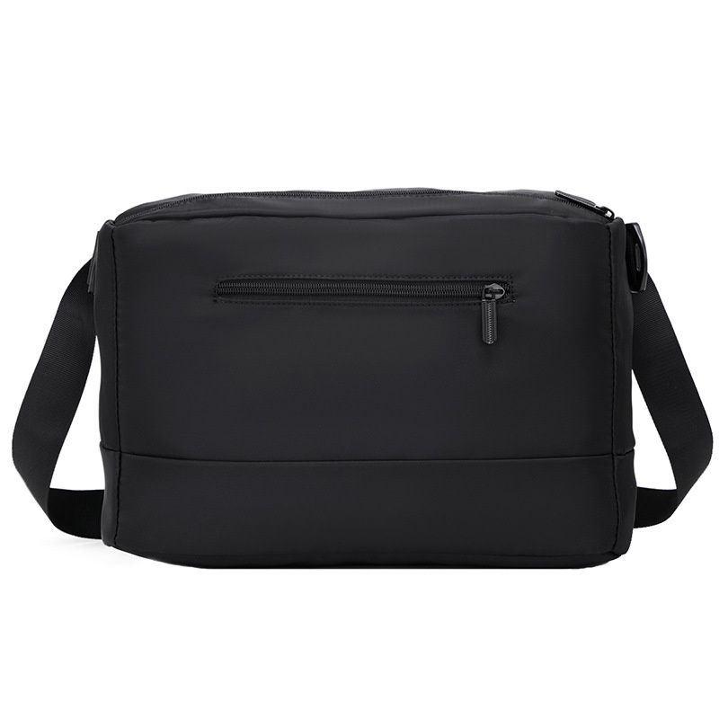 Men's Black Nylon Crossbody Bag with Chain Detail