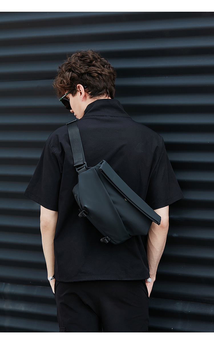 Modern Matte Black Sling Bag - Minimalist Crossbody Chest Pack