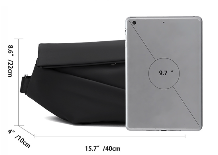 Modern Matte Black Sling Bag - Minimalist Crossbody Chest Pack