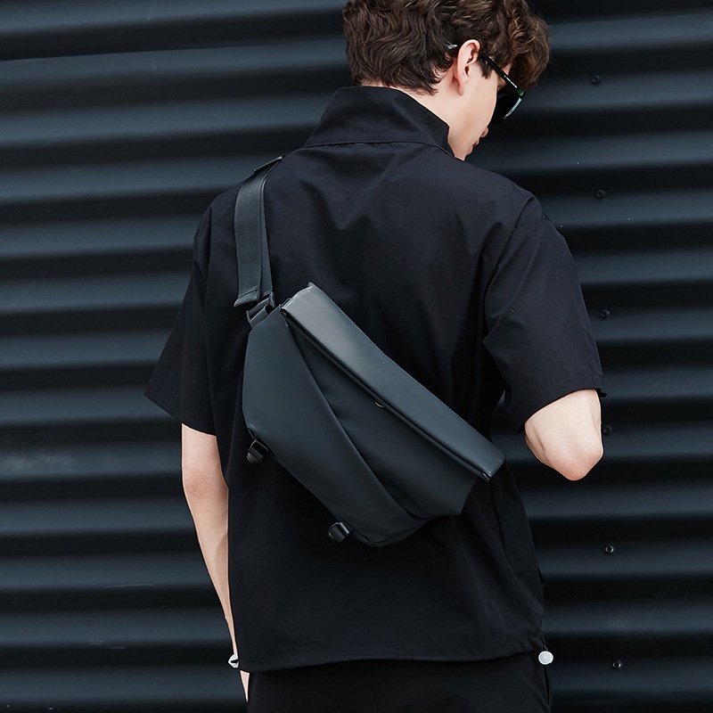 Modern Matte Black Sling Bag - Minimalist Crossbody Chest Pack