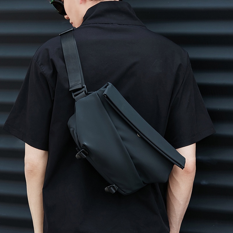 Modern Matte Black Sling Bag - Minimalist Crossbody Chest Pack