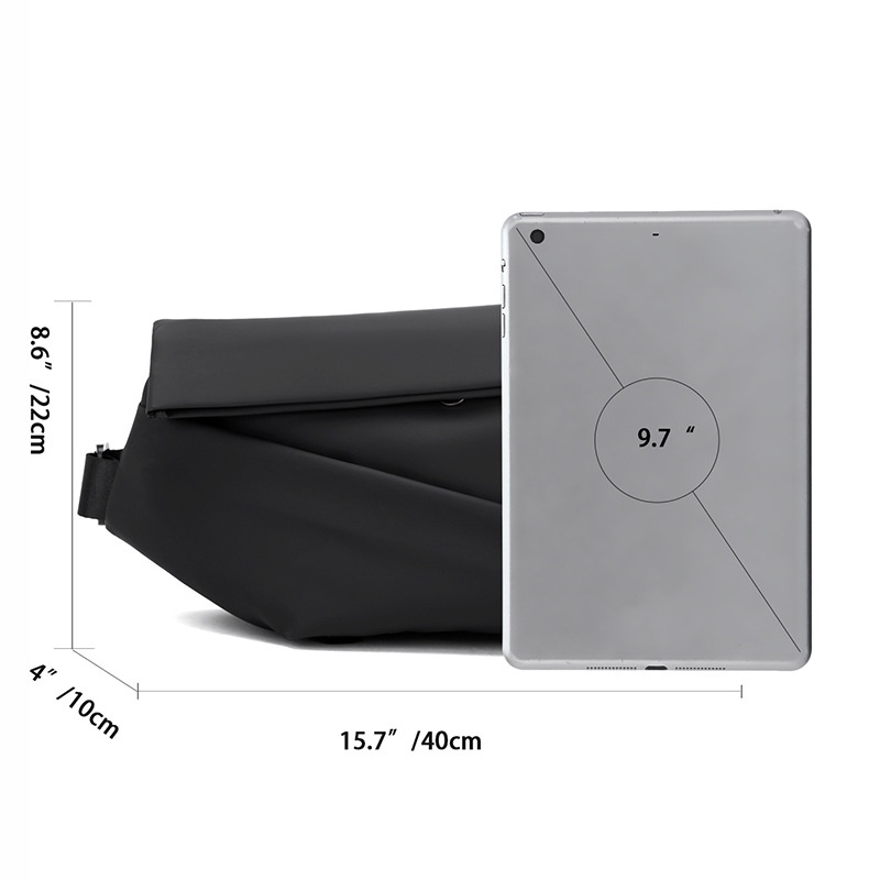 Modern Matte Black Sling Bag - Minimalist Crossbody Chest Pack