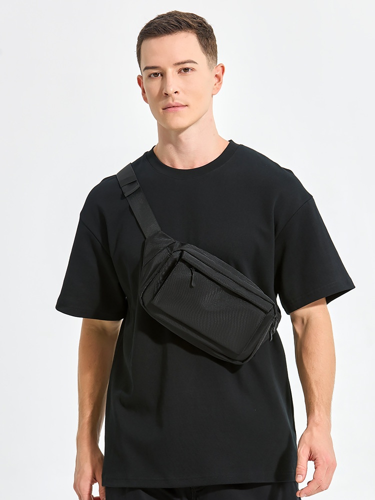 Sleek Black Crossbody Fanny Pack - Durable & Versatile