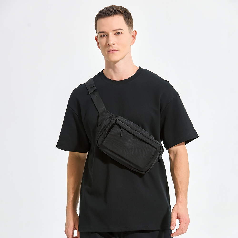 Sleek Black Crossbody Fanny Pack - Durable & Versatile