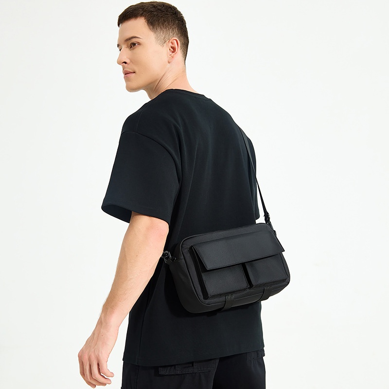 Men's Black Utility Crossbody Messenger Bag