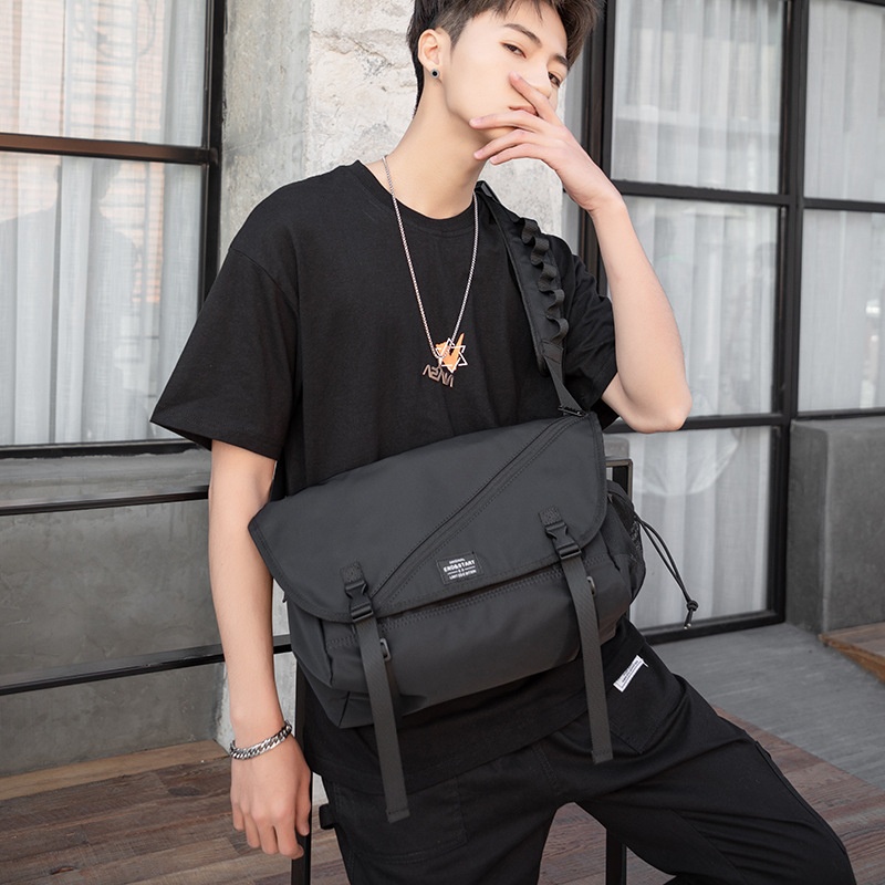Men's Casual Black Messenger Bag Tech Crossbody
