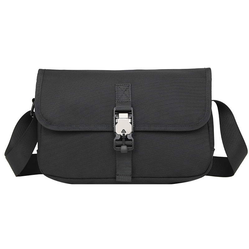 Men's Black Messenger Bag - Durable Crossbody Flap Bag